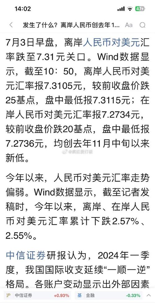 离岸人民币下降至6.9717，创10年来新低，“破7”可能吗？对此你怎么看离岸人民币升破7.1元关口美元指数涨破了96，这会对世界经济造成什么影响？对美国又有什么影响